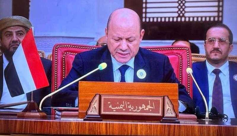 من القمة العربية: الرئيس العليمي يفضح جرائم الحوثي بحق الشعب اليمني